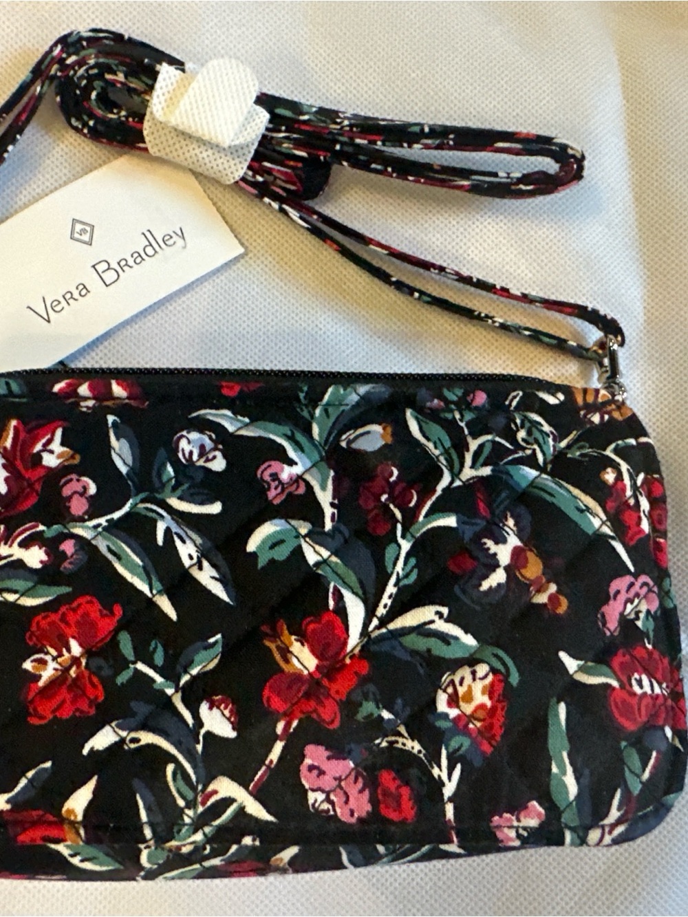 Vera Bradley Black Floral Crossbody with Red and Pink Accents